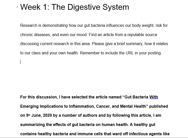 Week 1:The Digestive System